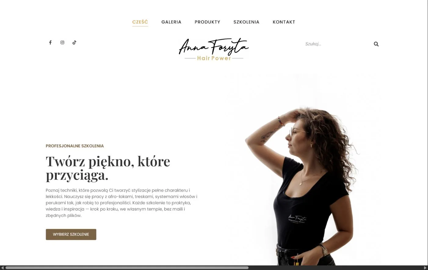 Projekt strony, sklepu i platformy szkoleń online Hair Power Studio